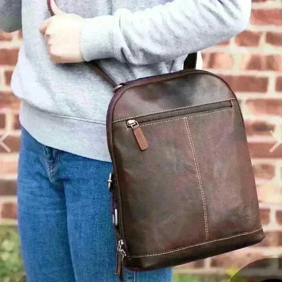 JACK GEORGES VOYAGER SMALL CONVERTIBLE BACKPACK CROSSBODY BUFFALO LEATHER - Picture 12 of 13